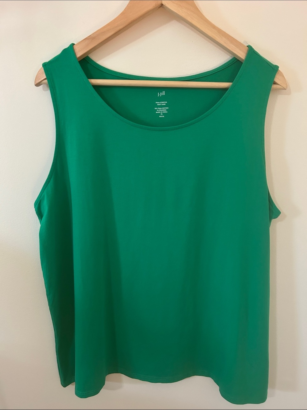J. Jill Kelly Green Pima Cotton Scoop Neck Tank Top Blouse - XL Petite